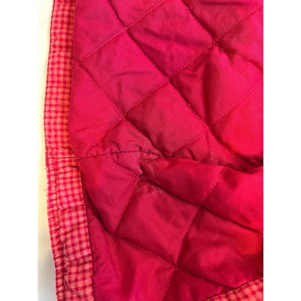 Unique Vintage Baby OshKosh Bgosh Pink Gingham Hooded Quilted Jacket Floral 12m‎